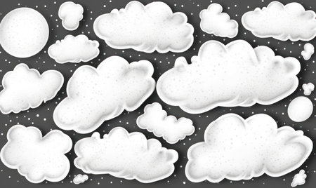 Bubble speech shape in white paper texture. Set of balloon text isolated for retro comic and designの素材