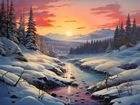 Winter landscape in Carpathian mountainsの素材