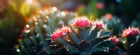 Close up of a cactus in a botanical garden. Macroの素材