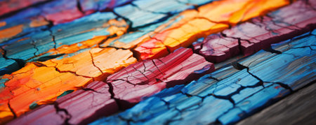Macro closeup of the ends of a wooden stick with multicolored paintの素材