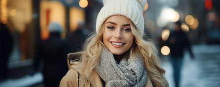 Winter fashion, Christmas holidays concept, out of focus shot for photo backgroundの素材