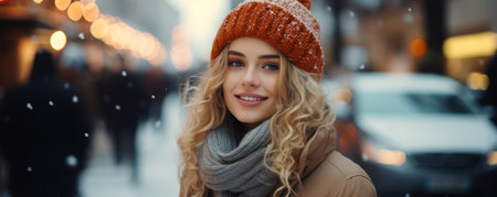 Winter fashion, Christmas holidays concept, out of focus shot for photo backgroundの素材