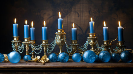 photo hanukkah decoration with candlesの素材