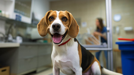 beagle dog at pet doctor clinicの素材