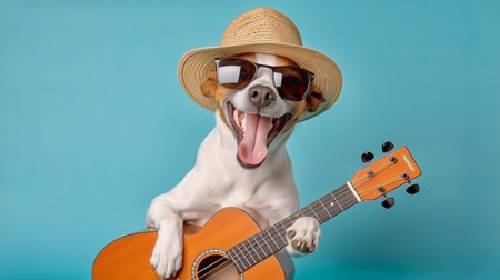 funny smiling dog, color bannerの素材