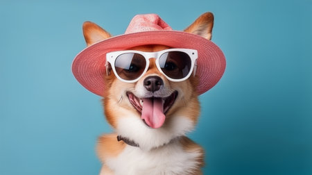 funny smiling dog, color bannerの素材