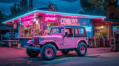 Retro Style, Vehicle Parked by Barの素材