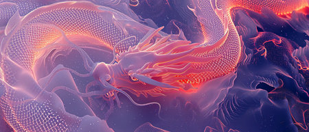 Painting on marble,Chinese Dragon with white sketch linesの素材