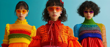 knitted funky dresses, look book on a fashion modelの素材