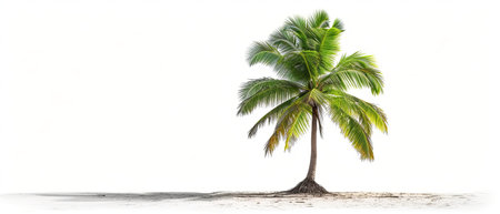 Full view photo image coconut tree on a white backgroundの素材