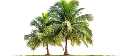 Full view photo image coconut tree on a white backgroundの素材