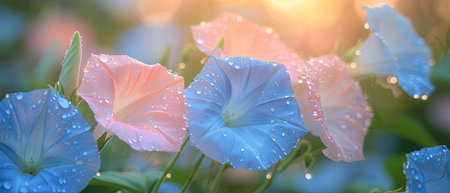 The flowers are a mix of soft pastel colorsの素材