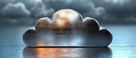 Metal icon of cloud right sideの素材