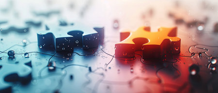 Two puzzles connecting with each otherの素材