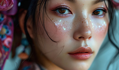 id cover shows A Chinese girl, Studio photographyの素材