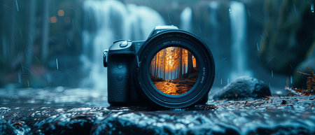 Realistic low angle camera photoの素材