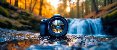 Realistic low angle camera photoの素材