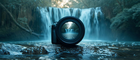 Realistic low angle camera photoの素材