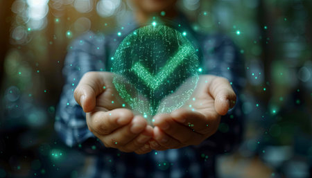 Person Holding a Green Object. Generative AI.の素材