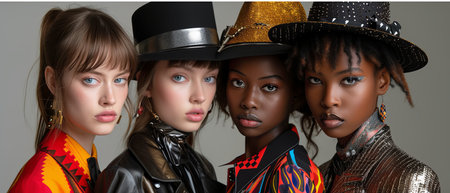 Group of Women Standing Together. Generative AI.の素材