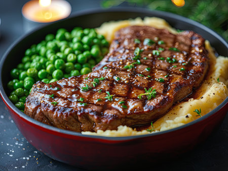 Steak and Mashed Potatoes in a Panの素材