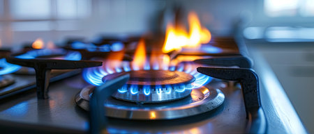 Close Up of Gas Stove Flamesの素材
