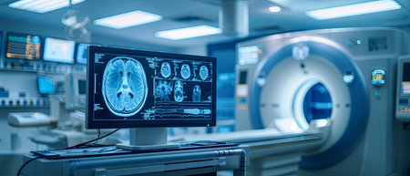 Medical Room With Monitor and MRI Imagesの素材