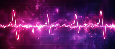Pink and Purple Heart Beat on Black Backgroundの素材