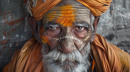 Old Man With Turban and Orange Face Paintの素材