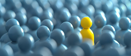 Yellow Person Standing Out From the Crowdの素材