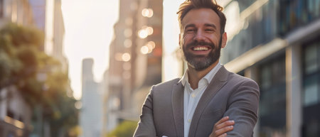 Modern Businessman in Urban Landscape.の素材