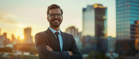 Modern Businessman in Urban Landscape.の素材