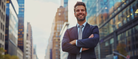 Modern Businessman in Urban Landscape.の素材