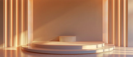 A round white table is the focal point of a room with a light colored wall. The simplicity of the design highlights the clean lines and minimalist aesthetic of the space.の素材