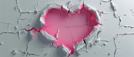 A heart shaped hole has been meticulously carved into a pristine white wall, creating a unique and eye-catching visual element.の素材
