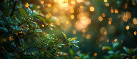This picture shows a tree with vibrant green leaves, slightly blurred, in a park setting. The leaves are swaying in the wind, creating a dynamic and lively scene.の素材