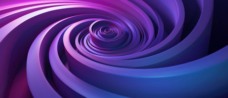 A swirling pattern of purple and blue colors prominently displayed against a solid black background, creating a striking contrast and visual impact. The colors blend and twist together in a dynamic and energetic motion.の素材
