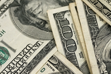 Close Up Of American Hundred Dollar Bills