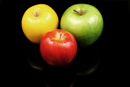 Apples on a black backgroundの写真素材