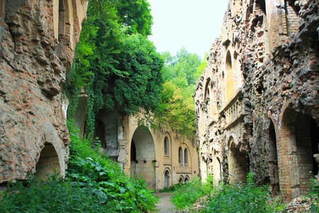 The ruins of the old fort and treesの写真素材