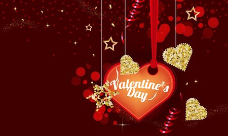 Greeting card Valentines day. Happy Valentine's Day with stars and hearts.のイラスト素材