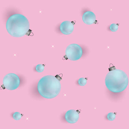 New Year and Merry Christmas seamless pattern with Christmas balls toys. Vector illustration. Design wallpaper, fabrics, postal packaging.のイラスト素材