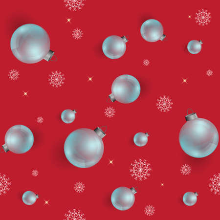 New Year and Merry Christmas seamless pattern with Christmas balls toys. Vector illustration. Design wallpaper, fabrics, postal packaging.のイラスト素材