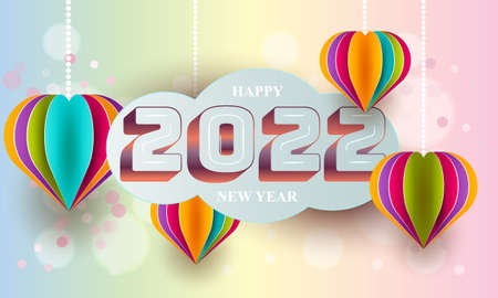 Happy new year2022 background with hearts. Vector illustration. Wallpaper.flyers, invitation,...