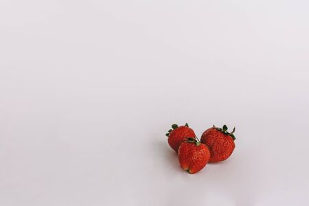 Fresh strawberry on white background. Studio macroの写真素材