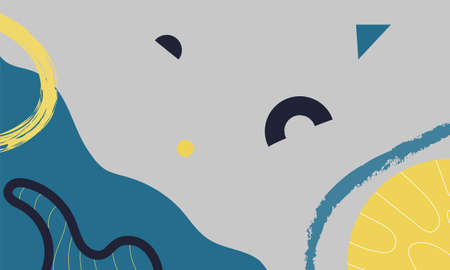 Abstract Graphic  art in soft yellow, navy and blue colors
