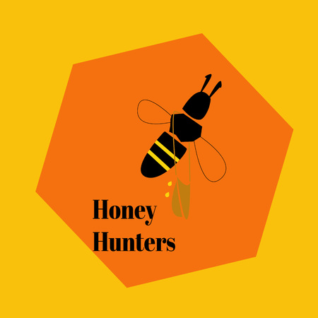 Bee with full bag of honey logo. Identity logo design template. Vector illustration.のイラスト素材