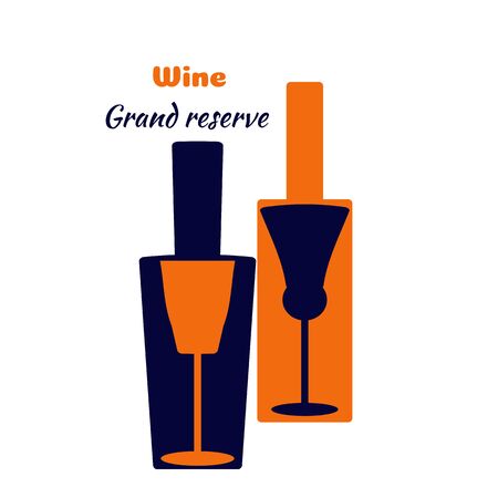 Wine logo design. Vector brochure template for winery, cafe, restaurant, bar. Bottles and glassesのイラスト素材