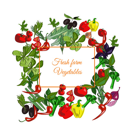 Fresh farm vector drawn vegetables on a white background.のイラスト素材