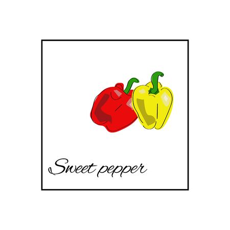Vector vegetables. Food. Sweet pepper. Paprika. Bell pepper.のイラスト素材